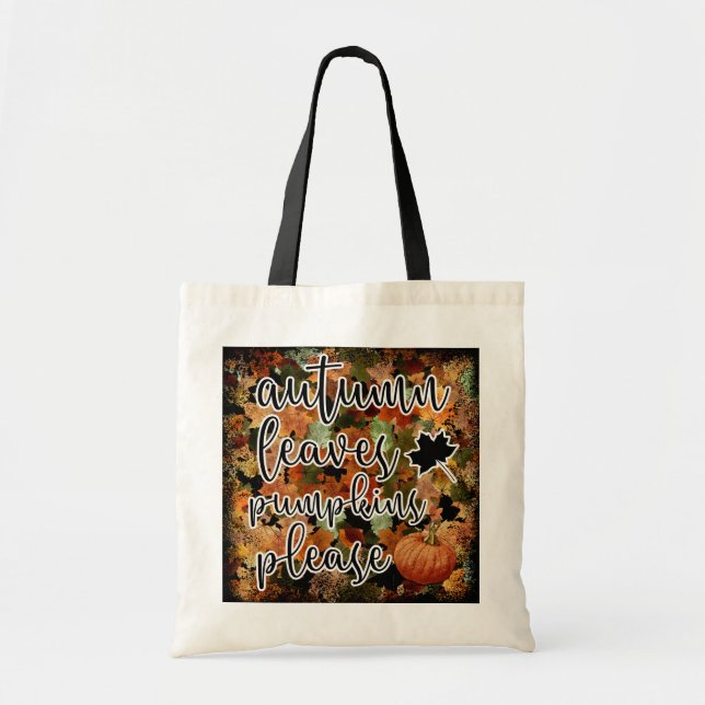 Modern Autumn Pumpkin Leaves Tote Bag (Front)