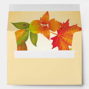 Modern Autumn Red & Orange Leaves Wreath Yellow Envelope