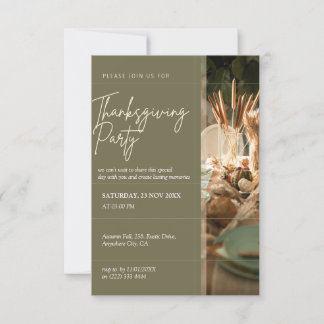 Modern Autumn Rustic Thanksgiving Dinner Invitation