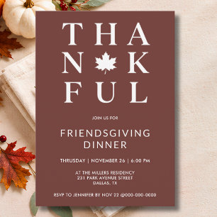 Modern Autumn Thankful Friendsgiving Dinner Invitation