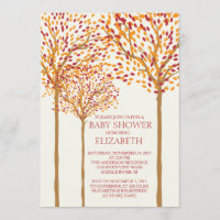 Modern Autumn Trees Neutral Baby Shower Invitation