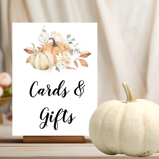 Modern Autumn Watercolor Pumpkins & Flowers  Poster (Creator Uploaded)