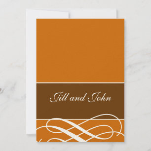 Modern Autumn Wedding Invitations Orange Brown