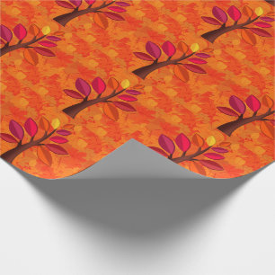Modern Autumn with Pink and Orange Tree Wrapping Paper