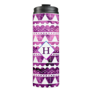 Modern Aztec Amethyst Geode with Initial Thermal Tumbler