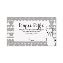 Modern Aztec Grey & White Llama Diaper Raffle
