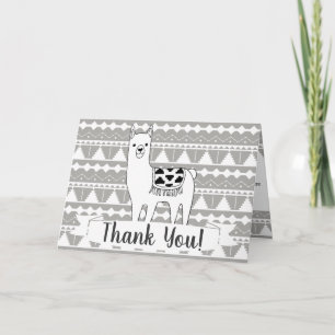 Modern Aztec Llama & Tribal Pattern Thank You Card