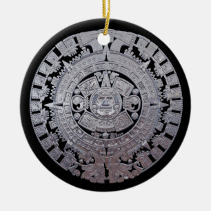 Modern Aztec Mayan Calender Ceramic Tree Decoration