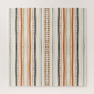 Modern Aztec Orange Ikat Wallpaper Jigsaw Puzzle