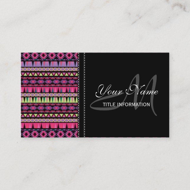 Modern Aztec Pattern Business Card (Front)