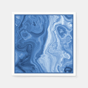 Modern Azure Blue Malachite Marble Swirls Pattern Napkin