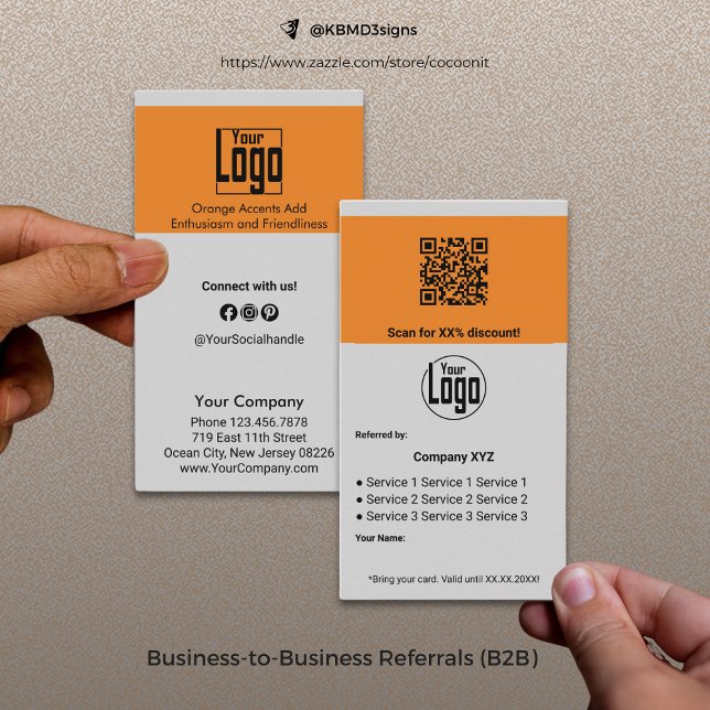 Modern B2B Services QR Code Grey  Referral Card (Modern B2B Services QR Code Gray Referral Card, Business to Business)