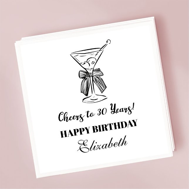 Modern B&W Cheers to 30 years Birthday Napkin (Creator Uploaded)