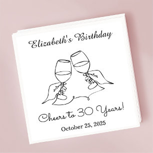 Modern B&W Cheers to 30 years Birthday Napkin