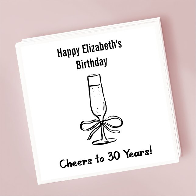 Modern B&W Cheers to 30 years Birthday Napkins (Creator Uploaded)