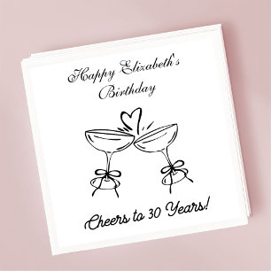 Modern B&W Cheers to 30 years Birthday Napkins