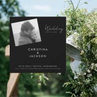 Modern B/W Photo Black Wedding Save the Date 