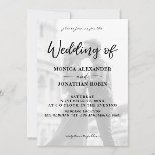Modern B&W Photo Vertical 2 Wedding Invitation