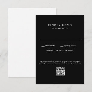 Modern B/W Wedding QR Code RSVP Card