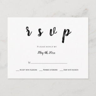 Modern b&w wedding rsvp postcards
