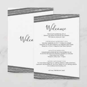 Modern B&W Wedding Welcome Itinerary Card