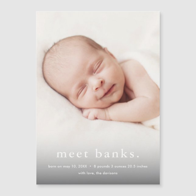 Modern Baby 3 Photo Birth Announcement (Front)