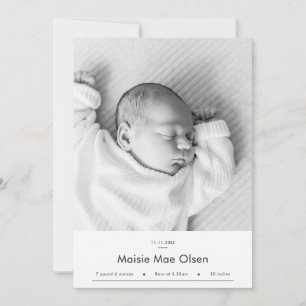 Modern Baby Birth Announcement Photo Card