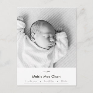 Modern Baby Birth Announcement Photo Postcard