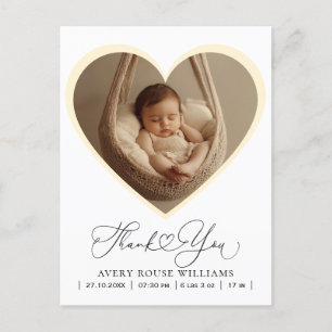 Modern Baby Birth Announcement Photo Thank  Postcard