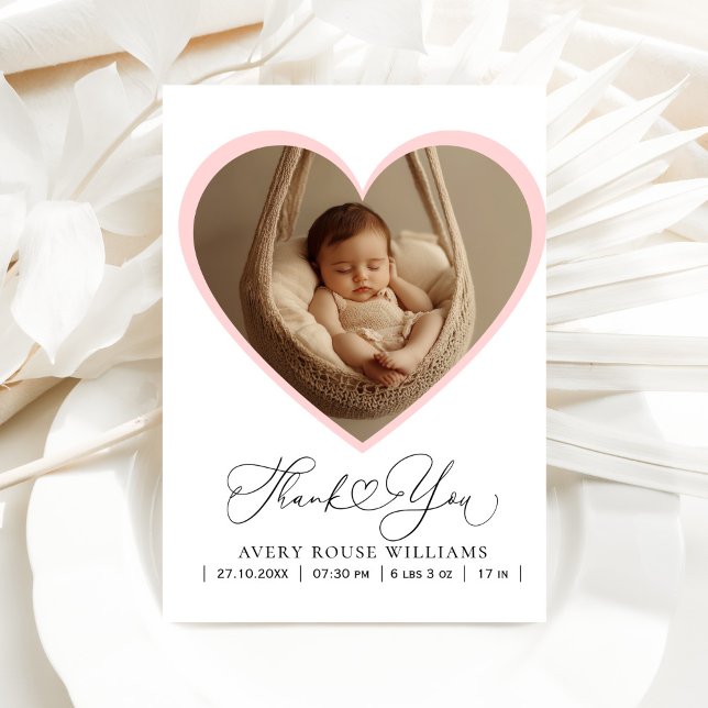 Modern Baby Birth Announcement Photo Thank  Postcard (Creator Uploaded)
