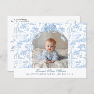 Modern Baby Birth Announcement Photo Thank you Postcard