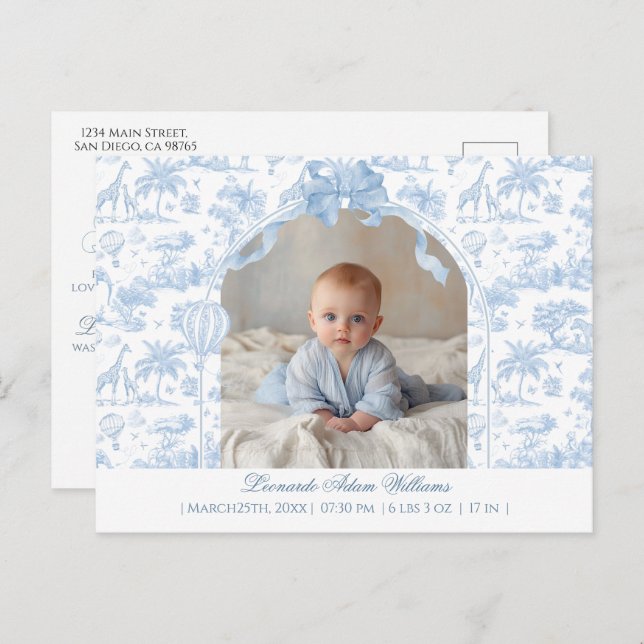Modern Baby Birth Announcement Photo Thank you Postcard (Front/Back)