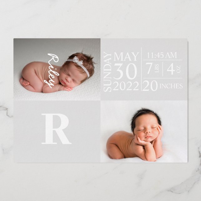 Modern Baby Birth Announcement post card (Front)