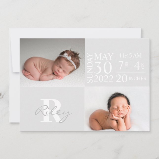 Modern Baby Birth Announcement post card (Front)