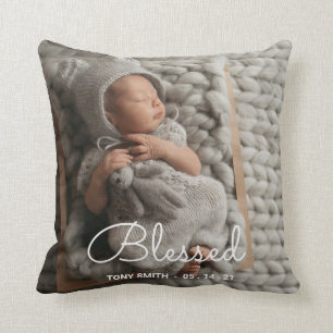 MODERN Baby Birth Photo Keepsake Pillow