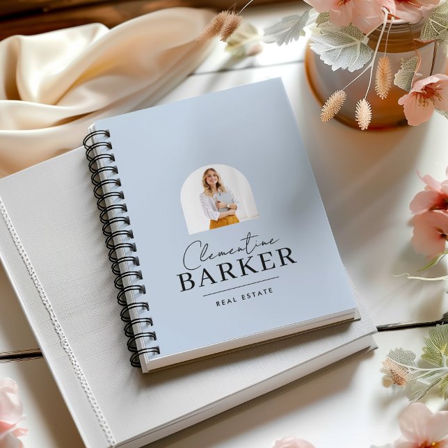 Modern baby blue arch photo Business Branding Notebook (Creator Uploaded)