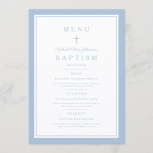 Modern Baby Blue Cross Boy Baptism Menu