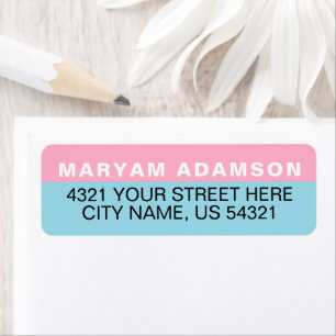 Modern Baby Blue & Pink Name Return Address Labels