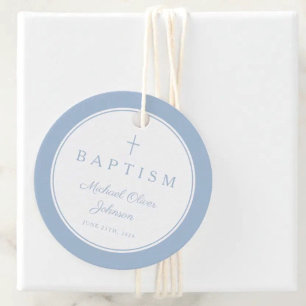 Modern Baby Blue Thank You Baptism Favour Tags