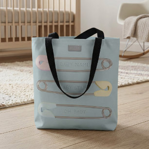Modern Baby Boy Blue Diaper Pin Tote Bag