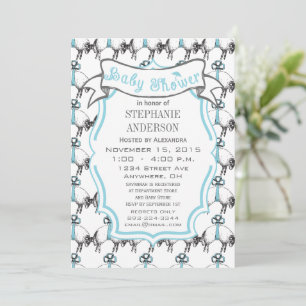 Modern Baby Boy Cute Lamb Pattern Shower Invitation