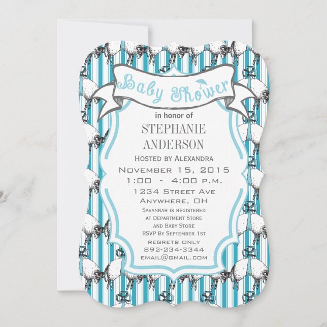 Modern Baby Boy Cute Lamb Pattern Shower Invitation (Front)