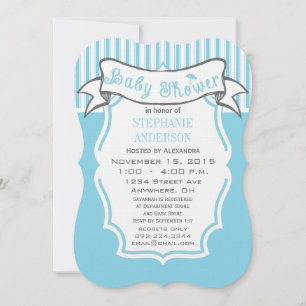 Modern Baby Boy Cute Stripe Pattern Shower Invitation