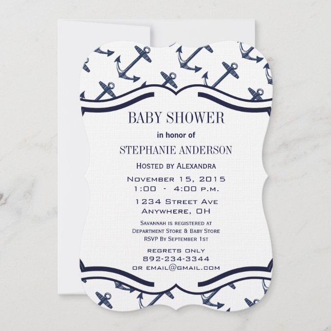 Modern Baby Boy Nautical Shower Invitation (Front)