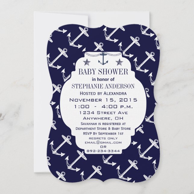 Modern Baby Boy Nautical Shower Invitation (Front)