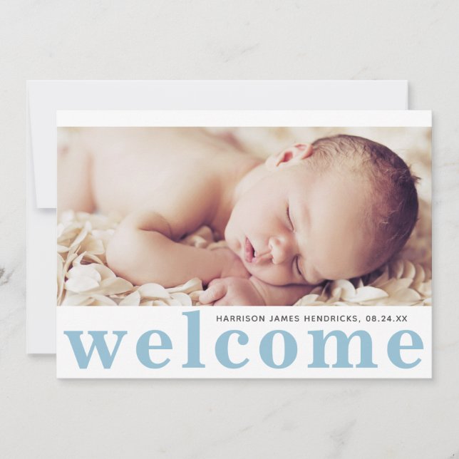 Modern Baby Boy Photo Birth Announcement (Front)