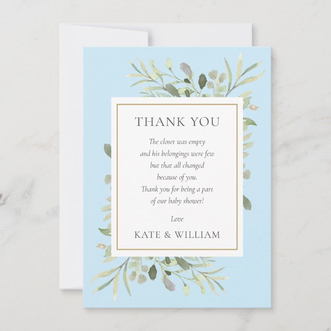 Modern Baby Boy Shower Thank You Poem Blue (Front)
