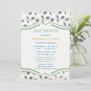 Modern Baby Boy Soccer Shower Invitation
