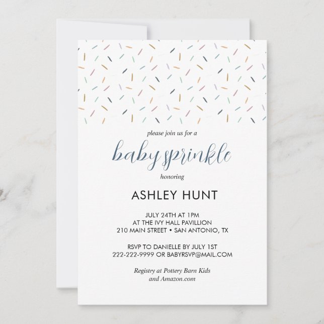 Modern Baby Boy Sprinkle Grey Blue Invitation (Front)