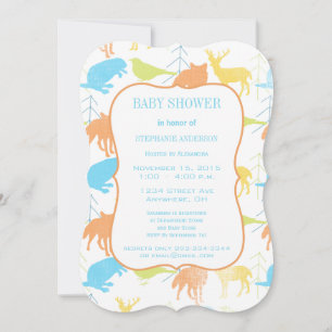 Modern Baby Boy Woodland Creatures Shower Invitation